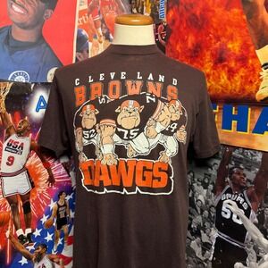 Vintage 90s Cleveland Browns Dawgs Cartoon NFL Football Tee‎ Sz Medium